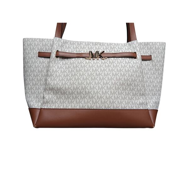 Michael Kors Jet Set Signature Tote Brown MK Logo Shoulder Bag - Picture 4 of 16